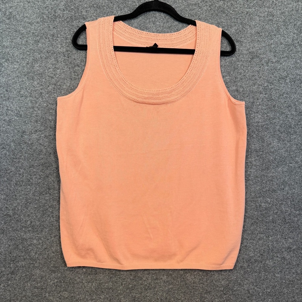 Talbots Sweater Womens 1X Orange Pullover Sleeveless Plus Size Knit Classic Soft